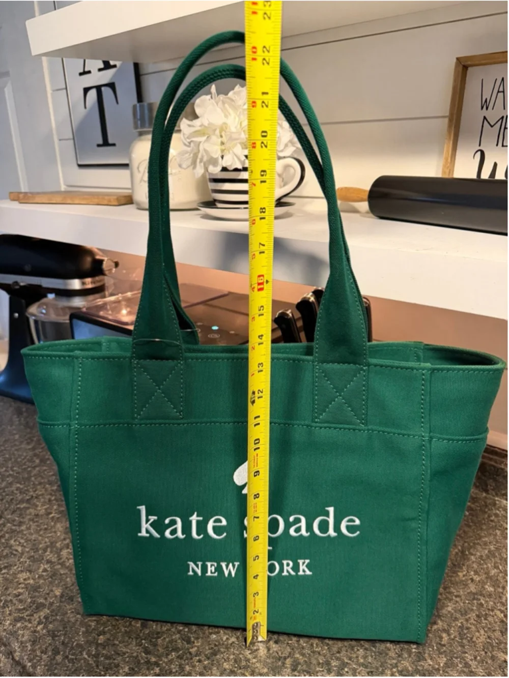 NWT Kate Spade XL Green Canvas Totebag